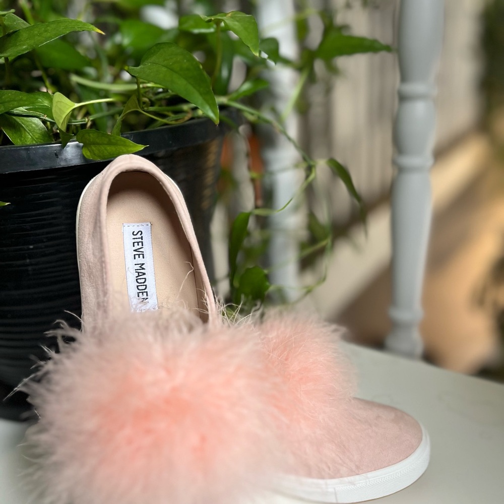Steve Madden Pink Fuzzy Slip-On Sneakers